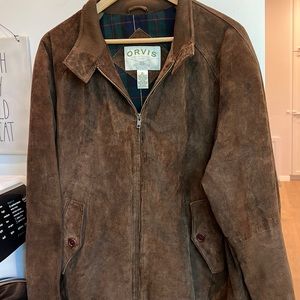 Orvis brown suede leather jacket EUC